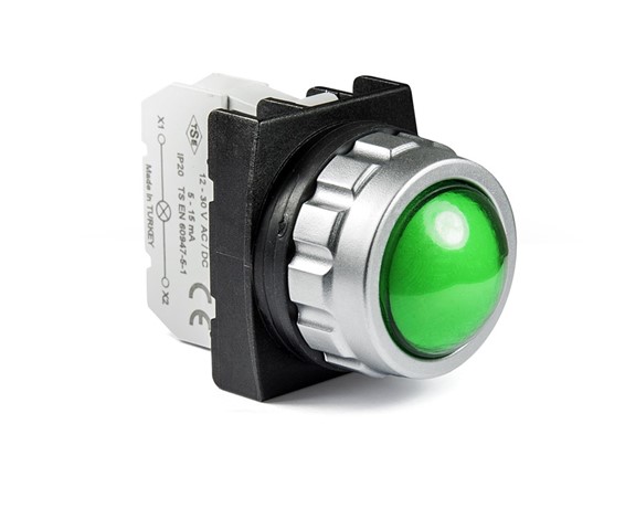 H Series Plastic with LED 12-30V AC/DC Green 30 mm Pilot
